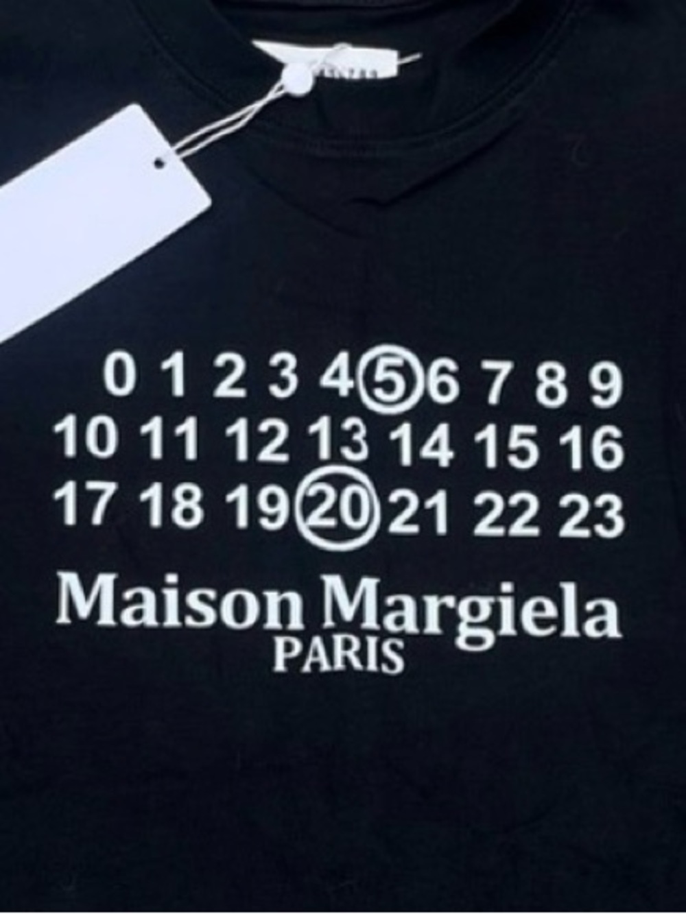 Maison Martin Margiela Black Short-Sleeve Logo T-Shirt —Sz. Medium